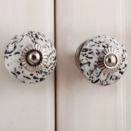 White Black Etched Knob